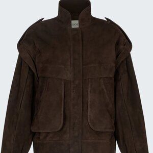 Ducie Frida Suede Bomber Jacket, Espresso, xs